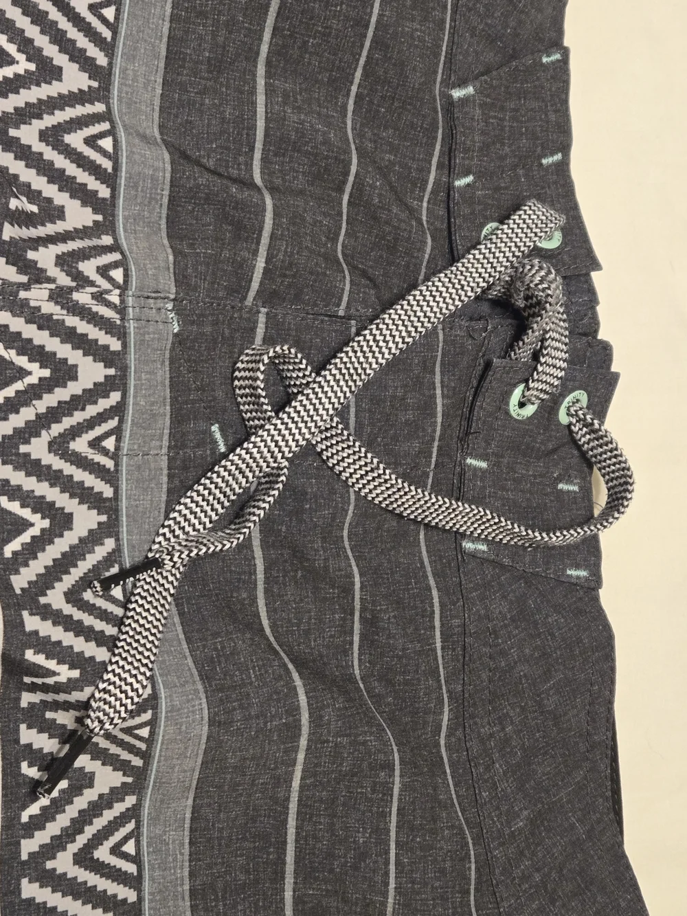 Trinity Black and Gray Striped Men's Board Shorts